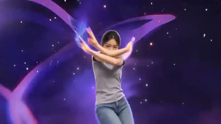 The dancer with both arms crossed in an X in front of the body